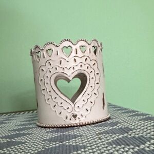 Heart Design Cream Candle Holder